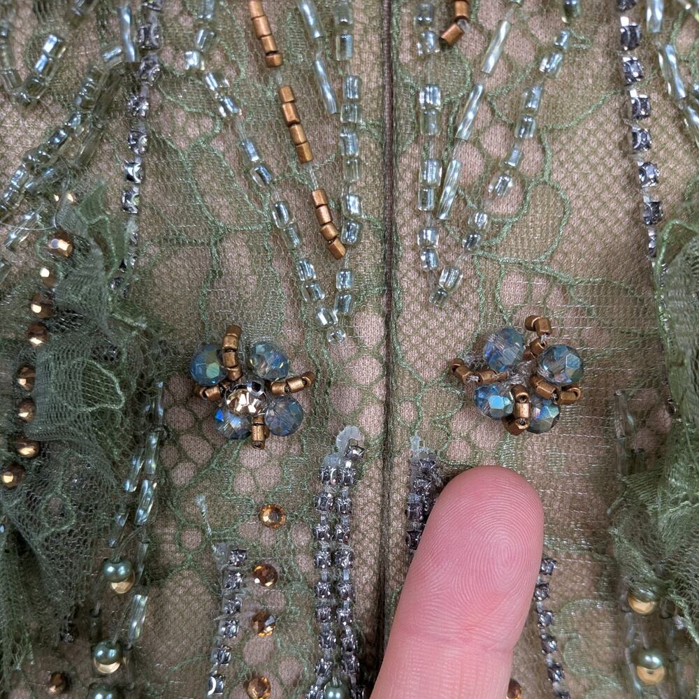 Vintage Terani Prom Dress Maxi Gown 4 Green Ruffle Fairy Princess Sleeve Evening - Picture 16 of 16